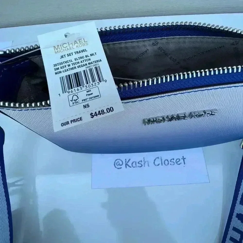 Michael Kors Crossbody Tech Attach With Adjustable Strap Ombre Electric Blue - Picture 8 of 12